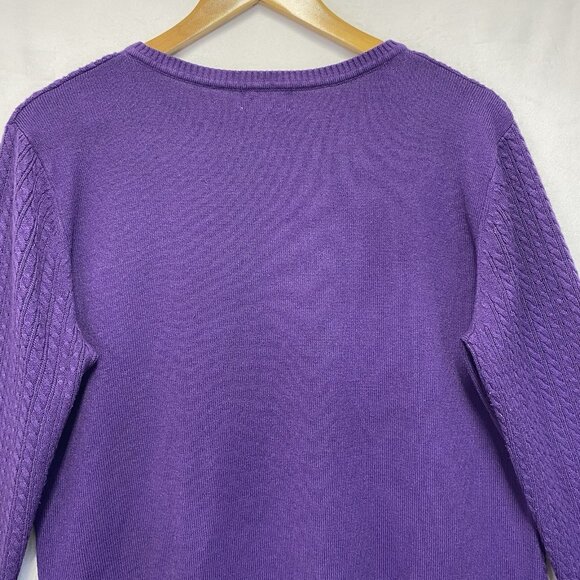 Laura Scott Cable Knit Henley Neck Pullover Sweater Women Size XL Purple Stretch - Picture 11 of 16